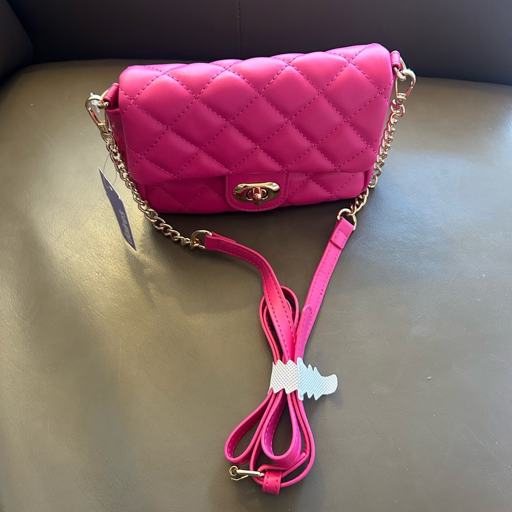 Hot Pink Quilted Crossbody Bag - Picture 8 of 16